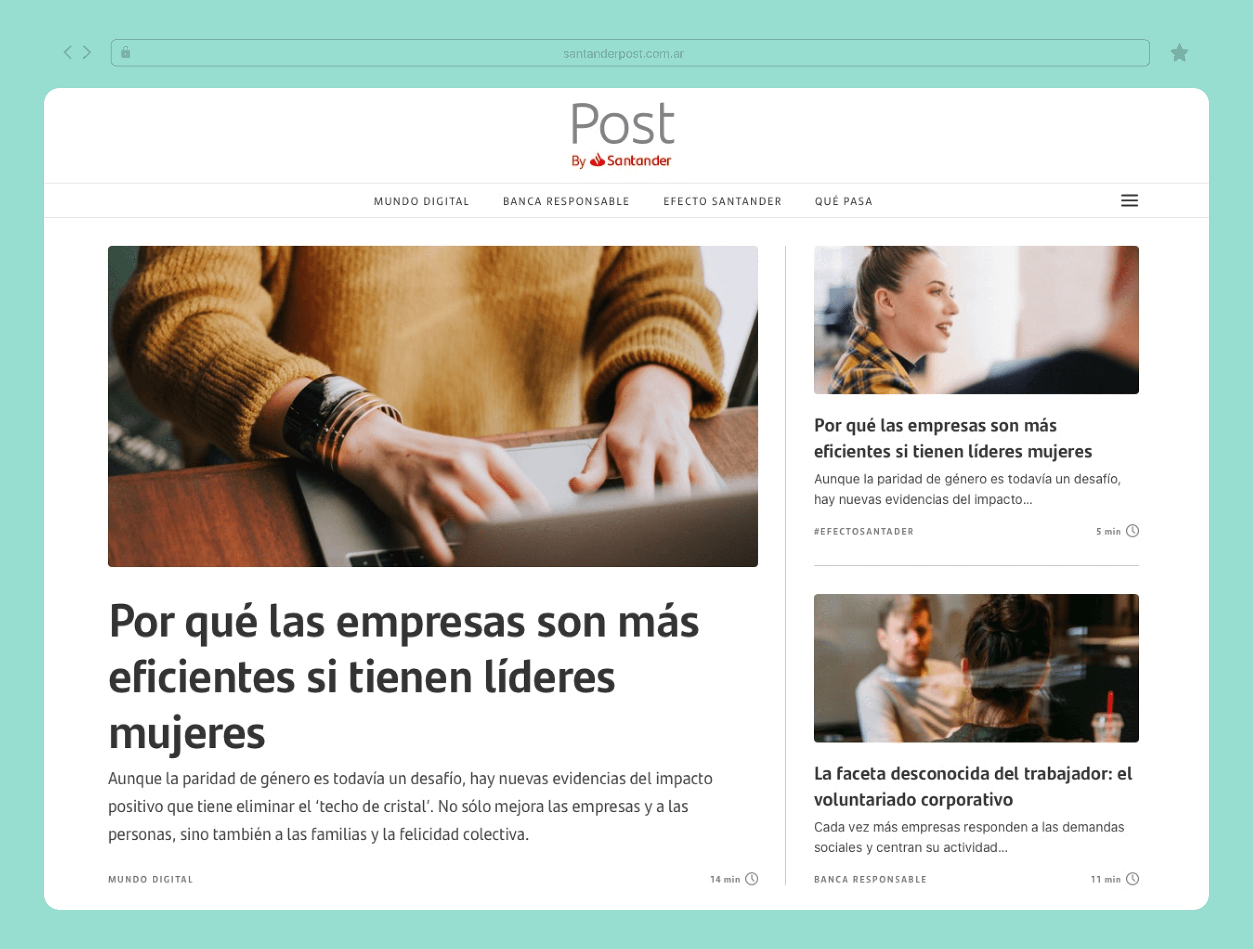 Image of the news portal called Santander Post, designed and developed by EGO
